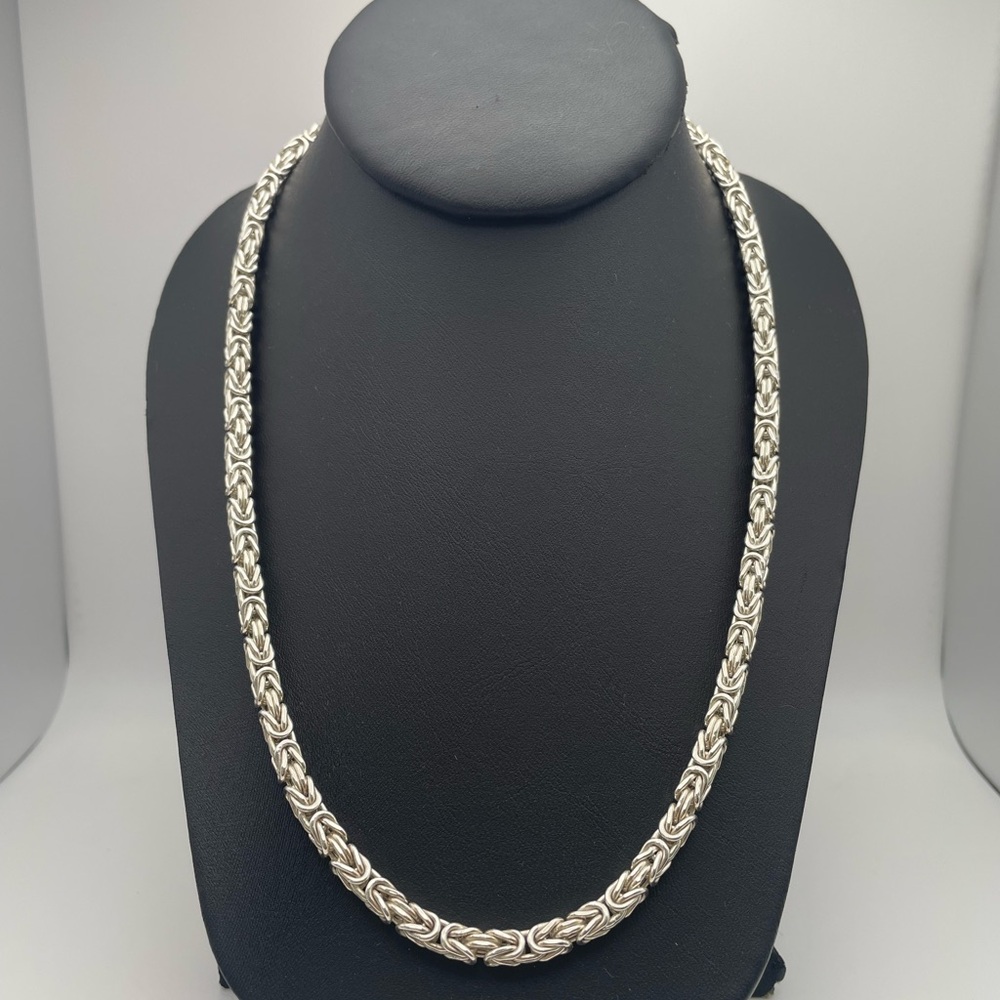 925 Sterling Silver Unisex Byzantine 4.9mm Chain